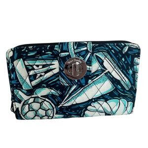 Vera Bradley Shore Enough RFID Turnlock Wallet Zip Around Large Clutch